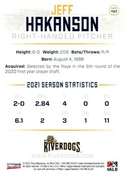 2023 Choice Charleston RiverDogs #07 Jeff Hakanson Back