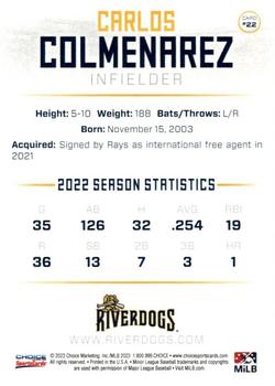 2023 Choice Charleston RiverDogs #22 Carlos Colmenarez Back