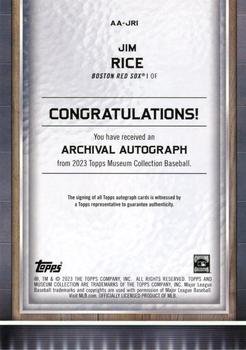 2023 Topps Museum Collection - Archival Autographs #AA-JRI Jim Rice Back