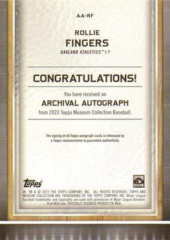 2023 Topps Museum Collection - Archival Autographs #AA-RF Rollie Fingers Back