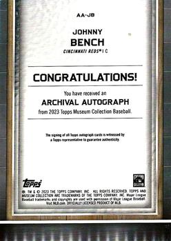 2023 Topps Museum Collection - Archival Autographs Copper #AA-JB Johnny Bench Back