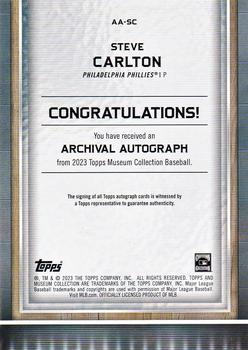 2023 Topps Museum Collection - Archival Autographs Sapphire #AA-SC Steve Carlton Back