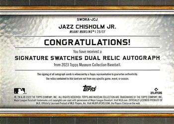 2023 Topps Museum Collection - Single-Player Signature Swatches Dual Relic Autographs #SWDRA-JCJ Jazz Chisholm Jr. Back