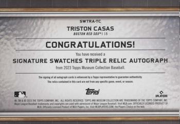 2023 Topps Museum Collection - Single-Player Signature Swatches Triple Relic Autographs #SWTRA-TC Triston Casas Back
