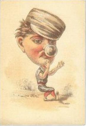 1880 Large Head Series Baseball Comics (H804-28) #NNO Ball Hits Player’s Nose Front