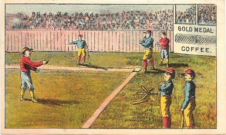1880 Gold Medal Coffee Series Baseball Comics (H804-33) #NNO Grandstand in rear; six players Front