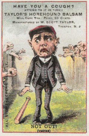 1880 Red Border Baseball Comics (804-15B) #NNO Not Out! (Umpire) Front