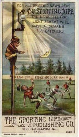 1880 Sporting Life Baseball Comics (H804-8A) #NNO The New Electric Light Scheme Will Raise A Demand For Catchers. Front