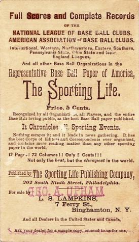 1880 Sporting Life Baseball Comics (H804-8C) #NNO Read the Sporting Life Back