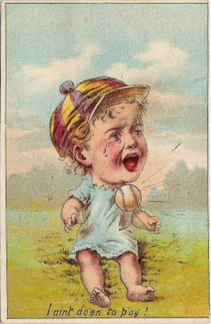 1889 Tobin Lithographs Baby Talk Series Baseball Comics (H804-1A) #NNO I aint do'en to pay! Front