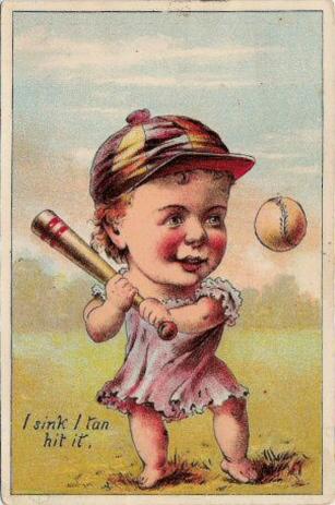 1889 Tobin Lithographs Baby Talk Series Baseball Comics (H804-1A) #NNO I sink I tan hit it. Front