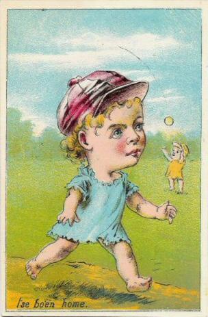 1889 Tobin Lithographs Baby Talk Series Baseball Comics (H804-1A) #NNO I'se bo'en home. Front