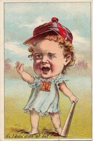 1889 Tobin Lithographs Baby Talk Series Baseball Comics (H804-1A) #NNO No, I didn' strike at dot! Front