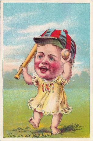 1889 Tobin Lithographs Baby Talk Series Baseball Comics (H804-1A) #NNO Tum on, ets' pay ball! Front