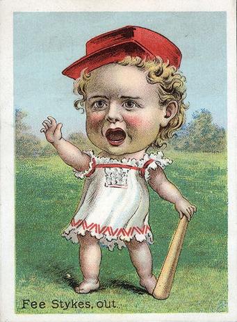 1889 Tobin Lithographs Baby Talk Series Baseball Comics (H804-1C) #NNO Fee Stykes, out. Front