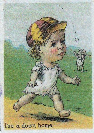 1889 Tobin Lithographs Baby Talk Series Baseball Comics (H804-1C) #NNO I'se a doe'n home. Front