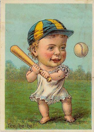 1889 Tobin Lithographs Baby Talk Series Baseball Comics (H804-1C) #NNO Tee-he-he! Front