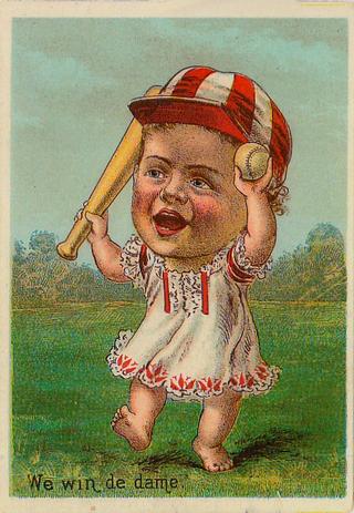 1889 Tobin Lithographs Baby Talk Series Baseball Comics (H804-1C) #NNO We Win De Dame. Front
