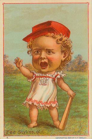 1889 Tobin Lithographs Baby Talk Series Baseball Comics (H804-1D) #NNO Fee Stykes, out. Front