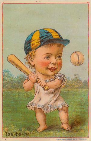 1889 Tobin Lithographs Baby Talk Series Baseball Comics (H804-1D) #NNO Tee-he-he! Front