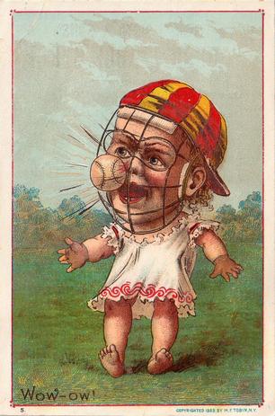 1889 Tobin Lithographs Baby Talk Series Baseball Comics (H804-1D) #NNO Wow-ow! Front