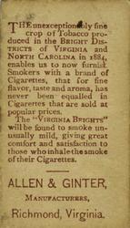 1886 Virginia Brights Cigarettes (N48 Type 1) #3 1st Base Back