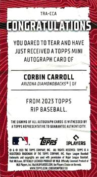 2023 Topps Rip - Mini Autographs Orange #TRA-CCA Corbin Carroll Back