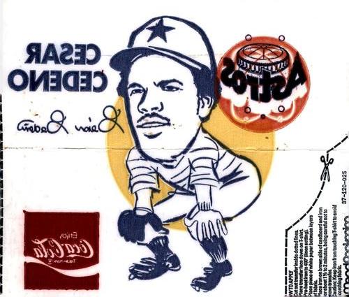1978 Coca-Cola Houston Astros Transfers #NNO Cesar Cedeno Front