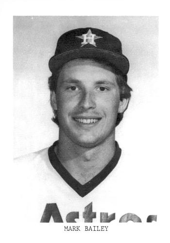 1987 Koppa 1983-85 Houston Astros Commemorative Photocards #NNO Mark Bailey Front
