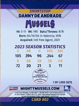 2023 Choice Fort Myers Mighty Mussels #02 Danny De Andrade Back