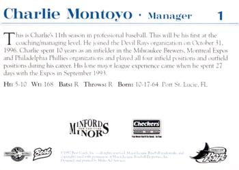 1997 Best Princeton Devil Rays #1 Charlie Montoyo Back