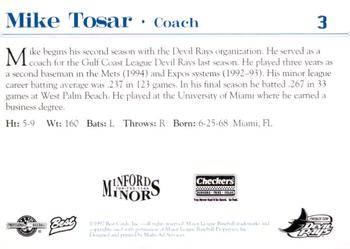 1997 Best Princeton Devil Rays #3 Mike Tosar Back