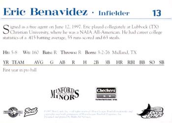 1997 Best Princeton Devil Rays #13 Eric Benavidez Back