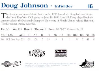 1997 Best Princeton Devil Rays #16 Doug Johnson Back