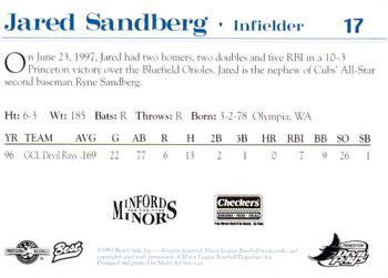 1997 Best Princeton Devil Rays #17 Jared Sandberg Back