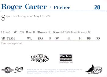 1997 Best Princeton Devil Rays #20 Roger Carter Back