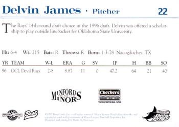 1997 Best Princeton Devil Rays #22 Delvin James Back