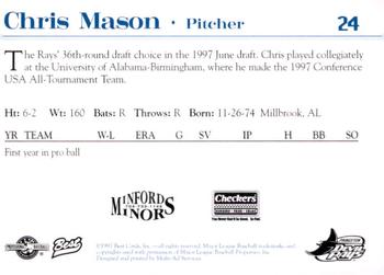 1997 Best Princeton Devil Rays #24 Chris Mason Back