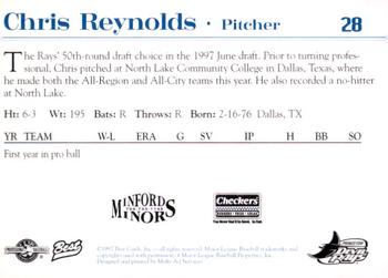1997 Best Princeton Devil Rays #28 Chris Reynolds Back