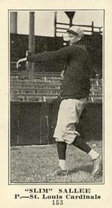 1916 Sporting News (M101-5) #153 Slim Sallee Front