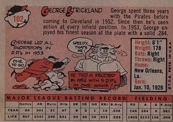 1958 Topps #102 George Strickland Back