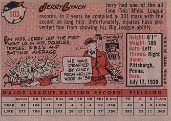 1958 Topps #103 Jerry Lynch Back