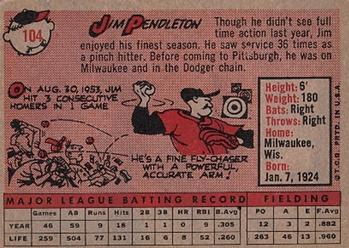 1958 Topps #104 Jim Pendleton Back