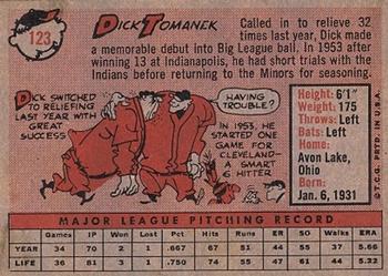 1958 Topps #123 Dick Tomanek Back