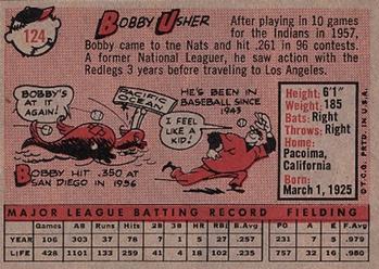 1958 Topps #124 Bobby Usher Back