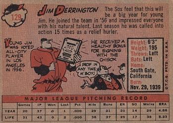 1958 Topps #129 Jim Derrington Back