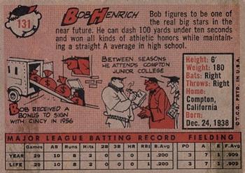 1958 Topps #131 Bob Henrich Back
