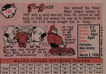 1958 Topps #149 Tom Acker Back
