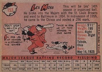 1958 Topps #153 Les Moss Back