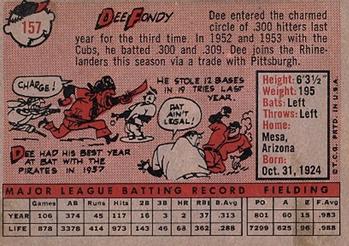 1958 Topps #157 Dee Fondy Back